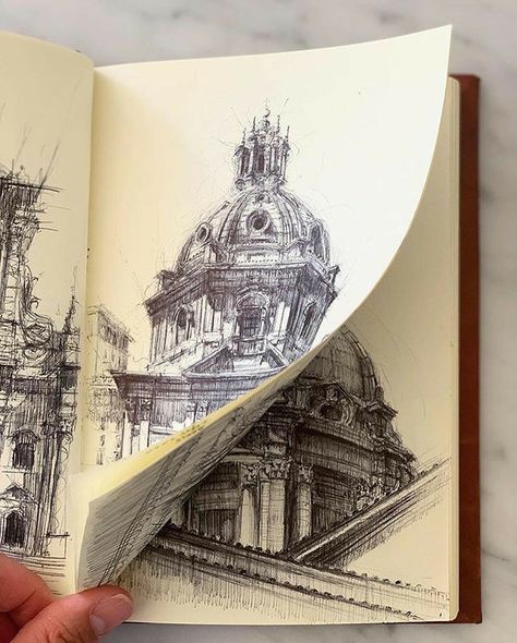 Sketchbook Architecture, Art Du Croquis, Urbane Kunst, Architecture Sketchbook, Architecture Design Sketch, 흑백 그림, Kunst Inspiration, Canvas For Beginners, Architecture Drawing Art