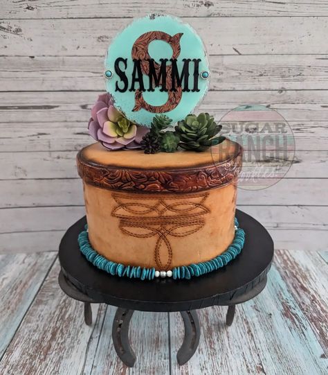 Happy 16th Birthday @azroper22 🤎🤎 #sugarranch #cake #cakedecorating #western #bootstitch #turquoise #leather #cowgirl #cowboy #rodeo #arizona Western 18th Birthday Party, Country Birthday Cakes, Cowboy Boot Cake, Western Birthday Cakes, Cowgirl Birthday Cakes, Cowgirl Cake, Delish Cakes, Stitch Cake, Western Birthday