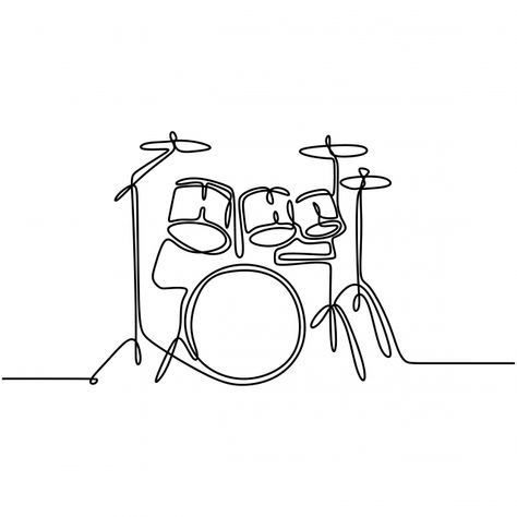 Drum Drawing, Drum Tattoo, Music Doodle, One Line, Drums Art, Drum Music, Music Drawings, Single Line Drawing, Music Illustration