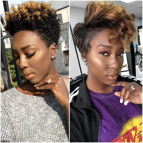 Curly Hair vs Straight Hair @daynabolden Natural Hair Pixie Cut, Short Natural Hairstyles, Pressed Natural Hair, Straightening Natural Hair, Silk Press Natural Hair, Tapered Natural Hair, Natural Hair Cuts, Tapered Hair, Pixie Haircut For Thick Hair