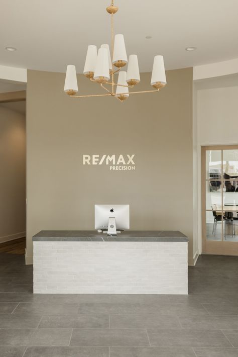 Office Real Estate Design, Remax Office Interior Design, Remax Office Design, Real Estate Brokerage Office Design, Realty Office Design, Real Estate Office Design Work Spaces, Office Paint Colors Business, Real Estate Office Design Interiors, Real Estate Office Design