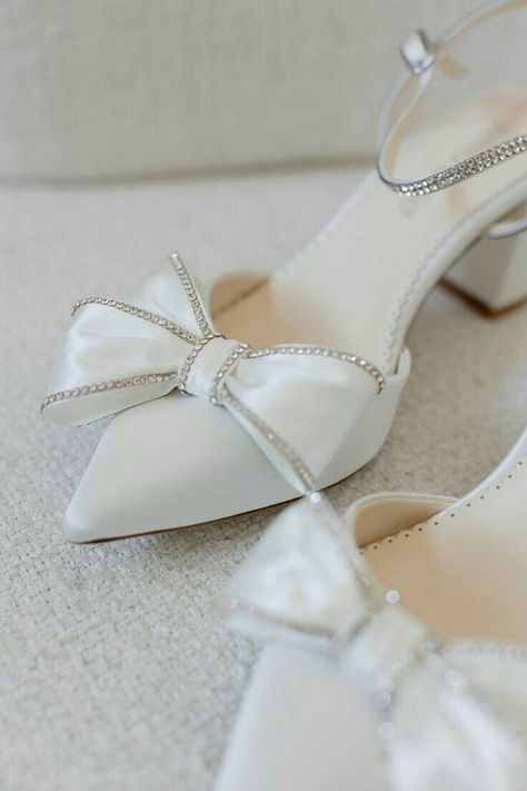 Wedding Shoes With Bow, Shoes With Bows, Small Heel Shoes, Small Heels, Shoes For Wedding, Wedding Heels, Crystal Embellishment, Sparkling Crystal, Who Said