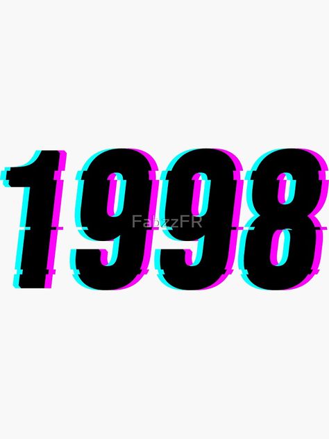 "Year 1998" Sticker by FabzzFR | Redbubble 1990 Tattoo Number, 1998 Aesthetic, Number Wallpaper, Style Année 90, Aesthetic Tattoos, Glitch Effect, X Picture, Aesthetic Tattoo, Art Wallpaper Iphone