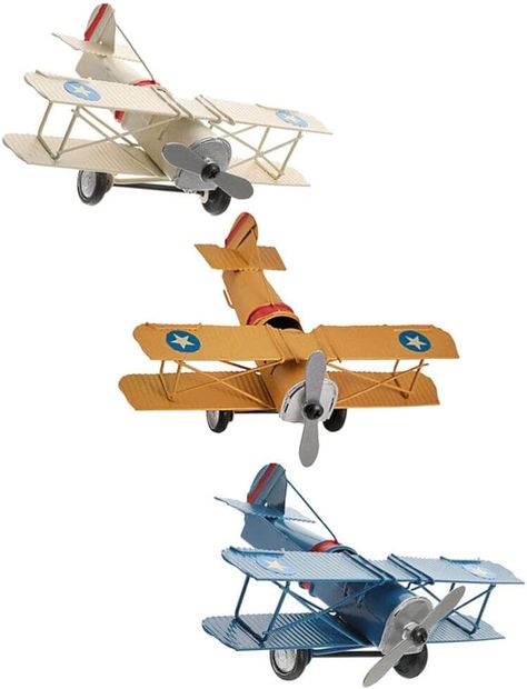 Amazon.com: HOMSFOU Vintage Airplane Ornament 3pcs Metal Plane Aircraft Model Kids Flying Glider Biplane Decoration for Bookshelf Home Desktop : Toys & Games Airplane Ornaments, Vintage Airplane Birthday Party, Airplane Birthday Party Decorations, Retro Airplane, Plane Decor, Vintage Airplane Birthday, Bookshelf Home, Toy Airplane, Airplane Models