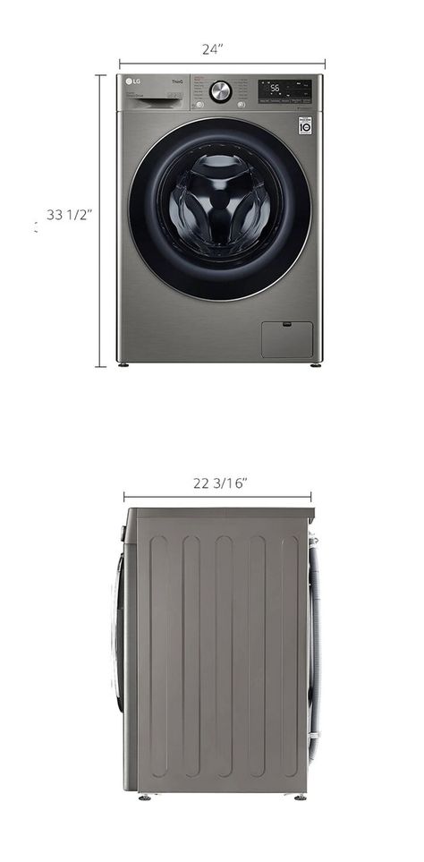 Washer Dryer Combo | 24 Combo - WM3555HVA | LG CA Steam Technology, Tub Cleaner, Power Clean, Tempered Glass Door, Washer Dryer Combo, Front Load Washer, Doing Laundry, Adjustable Legs, Washer Dryer