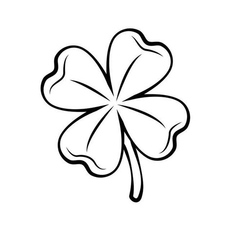 Four Leaf Clover Drawing, 4 Leaf Clover Tattoo, Trin For Trin Tegning, Leaf Clover Tattoo, Four Leaf Clover Tattoo, Clover Tattoo, Lucky Plant, Clover Tattoos, Tattoo Flash Sheet