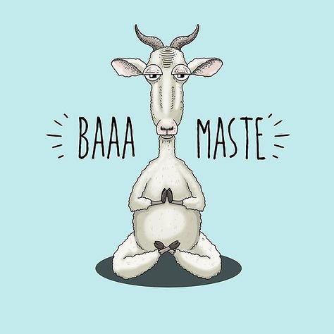 Baaa-maste - Namaste Meditating Goat Woman Power Art, Goat Life, Labrador Silhouette, Yoga Drawing, Yoga Party, Art Logo Design, Happy Goat, Appliqué Ideas, Animal Yoga