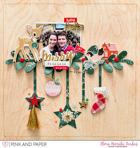 Winter Scrapbooking, Scrapbook Christmas, Christmas Scrapbook Pages, Christmas Scrapbook Layouts, Christmas Scrapbooking, Christmas Layouts, Crate Paper, Paper Ornaments, Memory Keeping