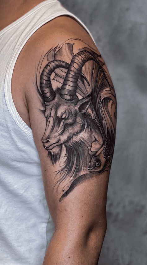 Capricorn Men Tattoo, Capricorn Tattoo For Men Design, Aries Tattoo For Men Design, Ram Tattoo For Men, Capricorn Tattoo For Men, Capricorn Tattoo Designs, Capricorn Images, Tattoo Goat, Capricorn Tattoos