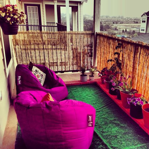 My balcony Bean Bag Balcony, Balcony With Plants, Balcony Aesthetic, Small Balcony Garden, Apartment Living Room Design, Bean Bags, Balcony Ideas, Small Balcony, Balcony Garden