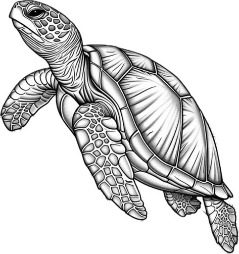 Turtle Reference, Sea Tattoo Sleeve, Ocean Creatures Art, Turtle Sketch, Sea Turtle Artwork, Turtle Tattoo Designs, Turtle Coloring Pages, Family Tattoo Designs, Sea Tattoo