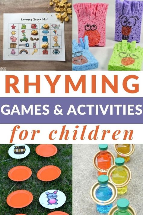 Rhyming Small Group Activities, Montessori Rhyming Activities, Rhyming Word Activities Preschool, Rhyme Production Activities, Rhyming Words For Preschoolers, Phonological Awareness Activities Preschool, Pre K Rhyming Activities, Rhyming Games Preschool, Teaching Rhyming Preschool