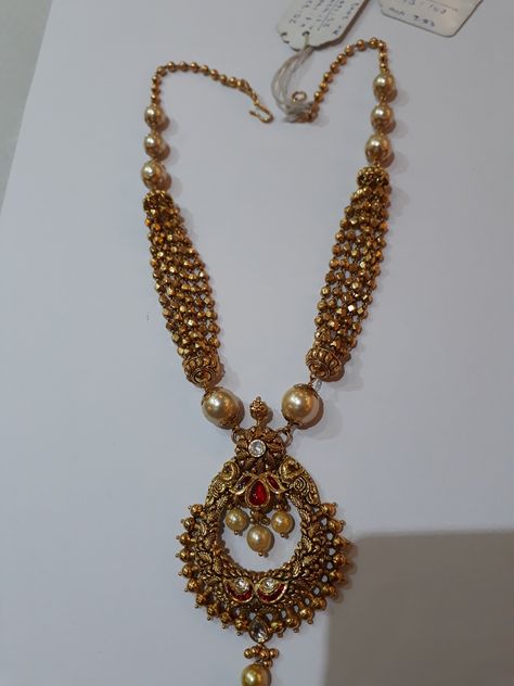 Palakasarlu Gold Chain, Antique Chandbali Earrings Gold, Big Earrings Gold, Wedding Jewelry Sets Bridal Jewellery, Bridal Diamond Necklace, Stone Bead Jewelry, Antique Necklaces Design, Fancy Jewelry Necklace, Gold Jewelry Simple Necklace