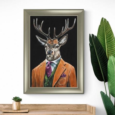 Louise Brown, Antler Art, Gel Texture, Framed Pictures, Mini Frames, A Gentleman, Dressed To The Nines, Acrylic Gel, Animals Artwork