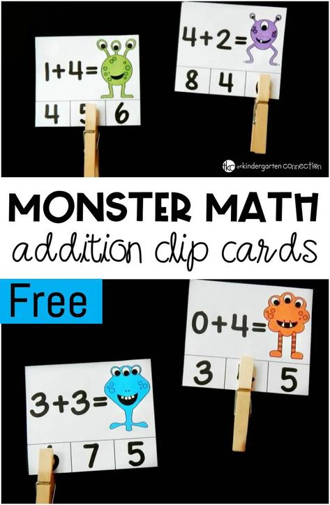 Beginning Addition, Time Monster, Teaching Addition, Addition Kindergarten, Math Centers Kindergarten, Halloween Games For Kids, Kindergarten Games, Halloween Math, Kindergarten Math Activities