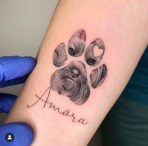 Tattoo Dog Paw, Dog Paw Tattoos, Tattoo Ideas Dog, Animal Lover Tattoo, Paw Tattoos, Dog Tattoo Ideas, Tattoos For Dog Lovers, Dog Memorial Tattoos, Pawprint Tattoo