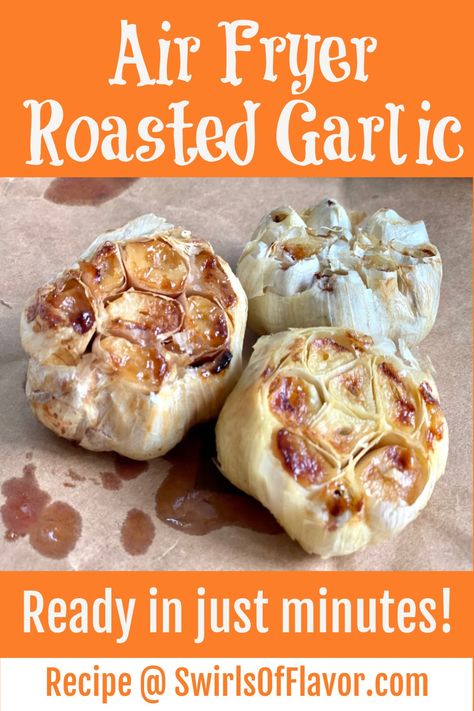 Roasted Garlic In The Air Fryer, Roasting Garlic In Air Fryer, Quick Roasted Garlic, Roast Garlic In Air Fryer, Roast Garlic In Oven, Ninja Foodi Recipes For Beginners, Garlic In Air Fryer, Air Fryer Roasted Garlic, Air Fryer Hacks