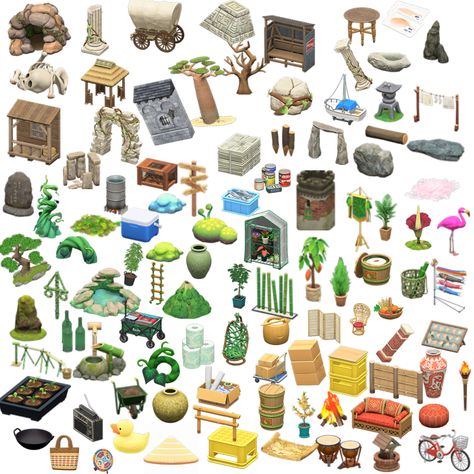 Animal Crossing Items List, Animal Crossing Jungle, Jungle Mood Board, Jungle Acnh, Acnh Autumn, Acnh Art, Animale Crossing, Acnh Items, Cottagecore Animal Crossing