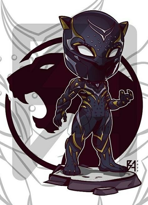 Black Panther Cartoon, Mini Avengers, Cartoons Tattoo, Black Panther Comic, Hama Art, Chibi Marvel, Marvel Cartoons, Kids Hero, Black Panther Art