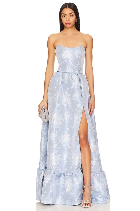 Shop for V. Chapman Charlotte Corset Gown in Denim Blue Windsor at REVOLVE. Free 2-3 day shipping and returns, 30 day price match guarantee. V Chapman Bridesmaids, Blue Mother Of The Bride Dresses, Light Blue Formal Gown, V Chapman Dress, Corset Gowns, Moh Dress, Bridesmaids Blue, Baby Blue Bridesmaid Dresses, V Chapman