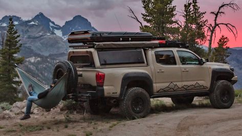 Tacoma Truck Camping, Toyota Tacoma With Camper Shell, Toyota Tacoma Camping Truck Bed, Toyota Tacoma Overland Build, Tacoma Truck Camper, Toyota Tacoma Camping, Toyota Tacoma Camper Shell, Tacoma Camping, Toyota Tacoma Overland