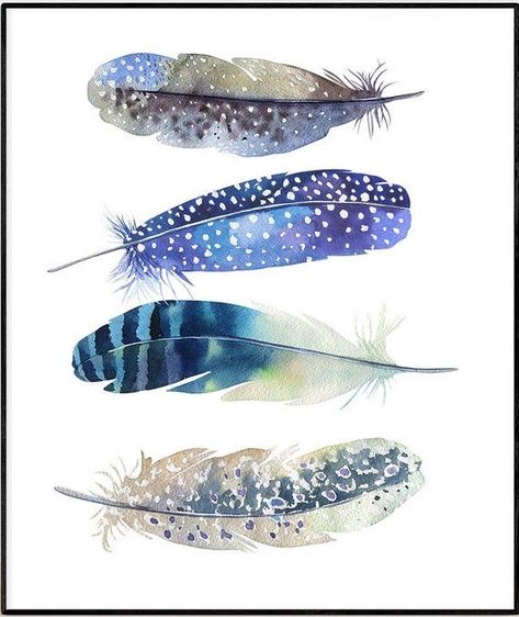 Feather Printable, Feathers Art, Feather Drawing, Blue Feathers, Watercolor Feather, Feather Painting, Feather Crafts, Feather Art, Feather Tattoos