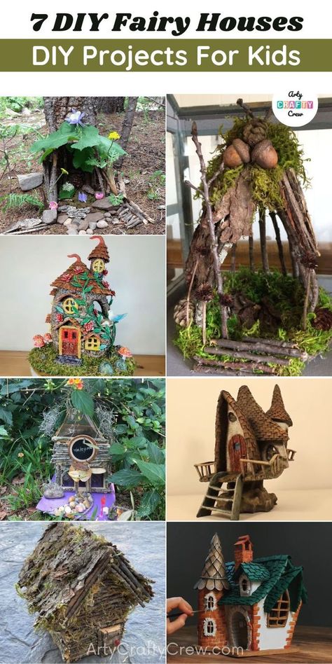 Check out these cute DIY fairy houses to add some whimsical appeal to your home decor. Tutorials curated by Arty Crafty Crew. Fairy House Diy How To Make A, Fairy Crafts For Adults, Diy Fairy House Ideas, House Diy Projects, Fairy Garden Accessories Diy, Fairy Diy Crafts, Diy Fairy House, Fairy House Crafts, Fairy House Diy