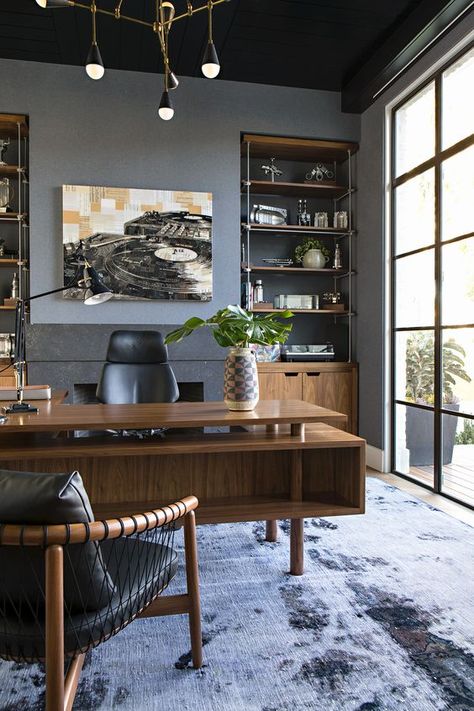 Interior Kantor, Cozy Home Office, Interior Design Per La Casa, Contemporary Home Office, Decor Ikea, Office Layout, Design Room, Bureau Design, Modern Home Office