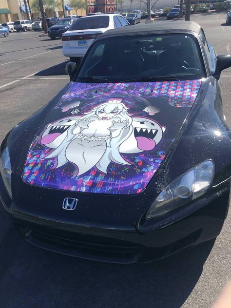 Hello Kitty Car Wrap, Anime Wrapped Cars, Black And Pink Car Wrap, Cars With Anime Wraps, Halloween Jdm Cars, Make The Impossible Possible, Impossible Possible, Anime Drawing Books, Jdm Wallpaper