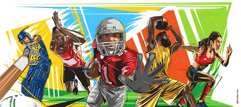 Sports Illustrations Art, Sports Illustrations Design, Book Illustration Design, Mural Art Design, Watercolor Lessons, Sport Illustration, Mural Design, Sony Pictures, Illustration Sketches