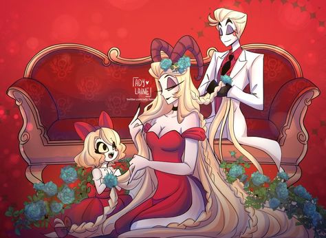 ❄️ Ady Laine Art ❄️ on Twitter: "Lucifer & Lilith🐍👑♥️ Lucilith : Family with little Charlie ~… " Ady Laine Art, Ady Laine, Lilith Lucifer, Hazbin Hotel Charlie, H Hotel, Monster Hotel, Vivziepop Hazbin Hotel, Morning Star, Hotel Art