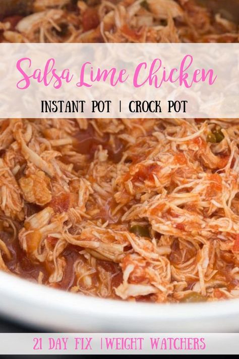 Crock Pot Salsa Lime Salsa Lime Chicken Crockpot, 21 Day Fix Crockpot Chicken, 21 Day Fix Crockpot Recipes, Simple Chicken Breast, Crock Pot Salsa, Confessions Of A Fit Foodie, Chicken Instant Pot, Fixate Recipes, Crockpot Chicken Healthy