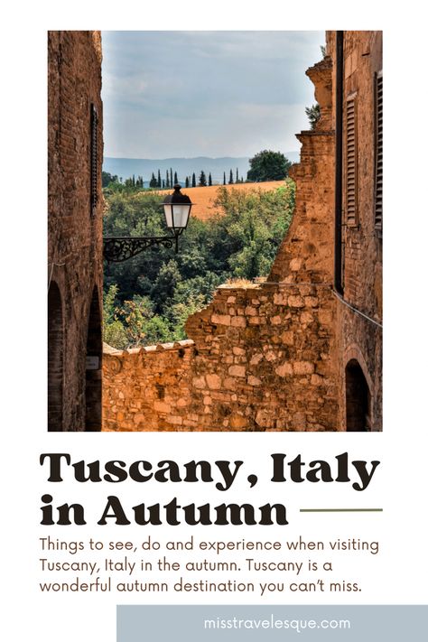 Visiting Tuscany, Italy in the autumn is splendid and a feast for the senses. Find out the best things to do when visiting Tuscany in the fall. #tuscany #italytravel #tuscanyitalyaesthetic #italyaesthetic Italy In The Fall, Medieval Tower, Travel Recommendations, Italy Aesthetic, San Gimignano, Interesting Places, Tuscany Italy, In The Fall, International Travel