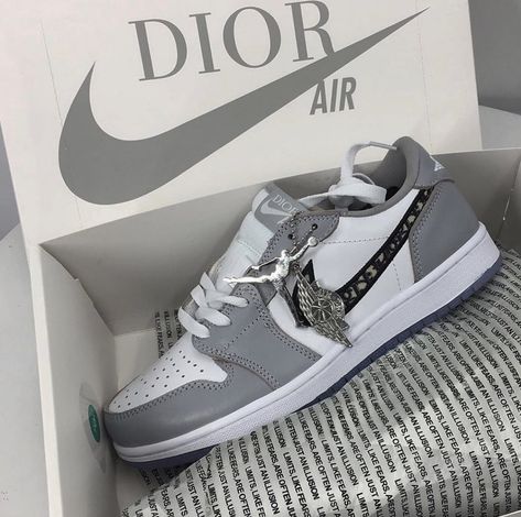 sneakers, dior, and fashion #nike #dior #fashion #sneakers #trainers #runningshoes #athleticshoes #kicks #airjordan #shoes #activewear #ShopTheLook Air Jordan Dior, Dior Nike, Sepatu Air Jordan, Jordan Dior, Air Dior, Обувь Air Jordan, Cheap Jordan Shoes, Dior Sneakers, Cute Nike Shoes