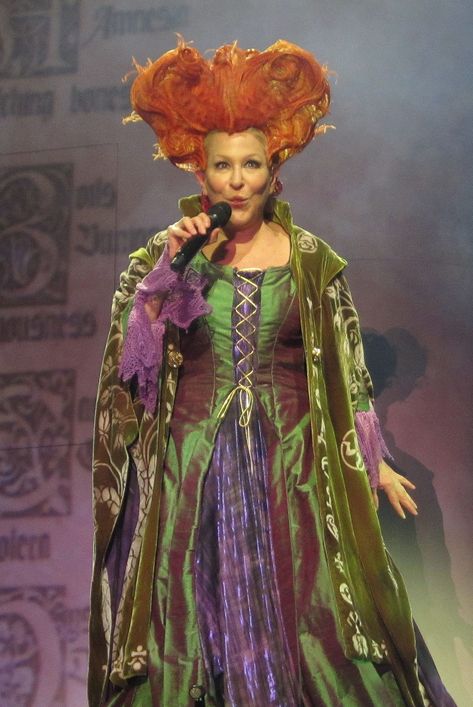 Midler dressed as Winifred Sanderson during her Divine Intervention Tour. Winnie Hocus Pocus, Winnie Sanderson, Winifred Sanderson Costume, Hocus Pocus Halloween Costumes, Hocus Pocus Costume, Hocus Pocus 1993, Hocus Pocus Movie, Winifred Sanderson, Sean Murray