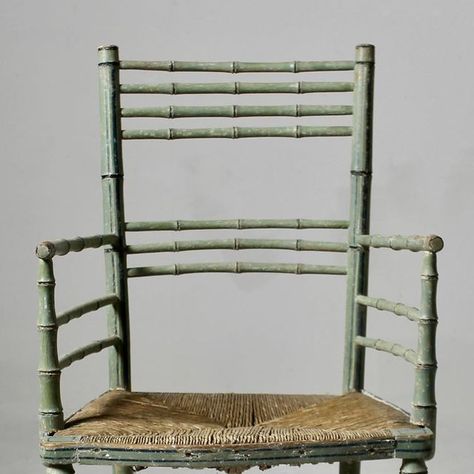 Arabesque Antiques on Instagram: "A stunning, early 19th century faux bamboo turned armchair, of good scale and in very good condition. The whole dry scraped back to its most wonderful original soft green paint, with multiple line decoration. English circa 1820 H 37” x W 20 1/2” x D 17” Seat H 18” #originalpaintedfurniture #regencyfurniture #georgianantiques #regencydesign #decorativeantiques #countryhouseantiques #antiquedealersoninstagram #fauxbamboo #paintedfurniture" Soft Green Paint, Regency Furniture, Faux Bamboo, Green Paint, Arabesque, Interior Furniture, House Rooms, 19th Century, Painted Furniture