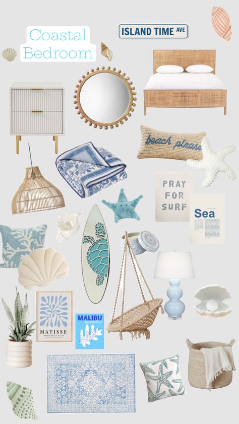 Bedroom inspiration #coastalgrandaughter #coastalbedroom #bedroominspiration #bedroomideas #bedroomdesign #coastalgranddaughterbedroominspo #inspoboard #bedroominspo #beachaesthetic #beachybedroom Surf Room Decor, Coastal Room Decor, Ocean Room Decor, Summer Room Decor, Beachy Room Decor, Room Wishlist, Beach Room Decor, Surf Room, White Room Decor