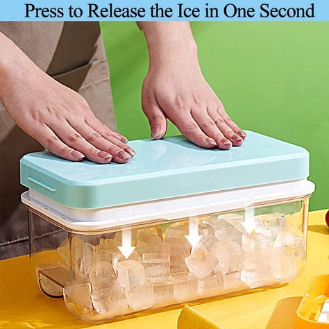 Ninyoon 1 Second Release Ice Cube Tray with Lid and Bin, 2 Tier ice molds Make 64 Ice Cubes Big Capacity Bin for Freezer Including Ice Scoop (Pink) : Amazon.ca: Home Ice Cube Tray Molds, Silicone Ice Trays, Trending 2023, Freezer Containers, Ice Bars, Ice Scoop, Silicone Ice Cube Tray, Ice Cube Maker, Ice Molds