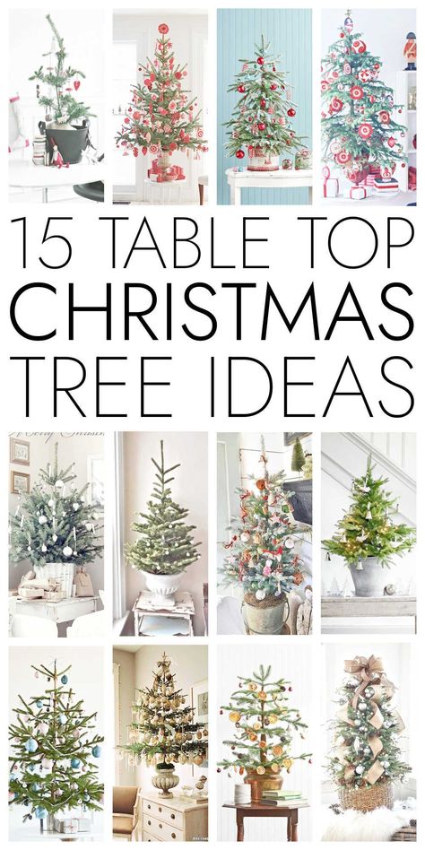 christmas decorations- christmas decor Tabletop Tree Decorating Ideas, Tabletop Xmas Tree Ideas, Elegant Small Christmas Trees, Small Silver Christmas Tree, Table Top Christmas Tree Decorations, Small Table Christmas Tree, Decorating With Trees For Christmas, Small Kitchen Christmas Tree, Table Top Christmas Trees Ideas