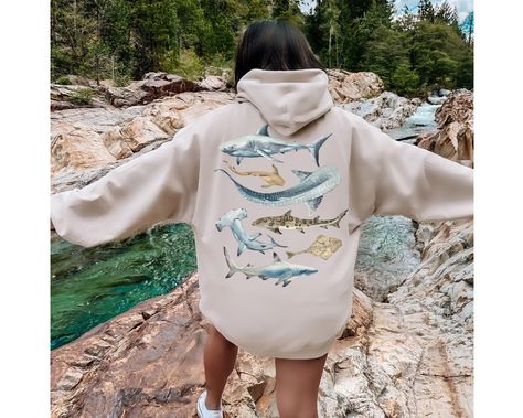 Back Print Hoodie, Back Of Hoodie, Hawaii Hoodie, Save The Sharks, Marine Gifts, Dolphin Gifts, Hoodie Back, Dolphin Lover, Beach Hoodie