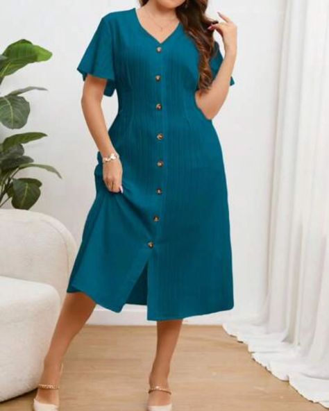 SHEIN Essnce Plus Botão Frontal Manga De Borboleta Vestido https://onelink.shein.com/4/412hmllxjn5m A Line Western Dresses, Plus Size Summer Outfits Big Stomach, Korean Fashion Elegant, Frock Designs, Dressing Ideas, Butterfly Sleeve Dress, Plus Size Summer Outfits, Elegant Midi Dresses, Western Tops