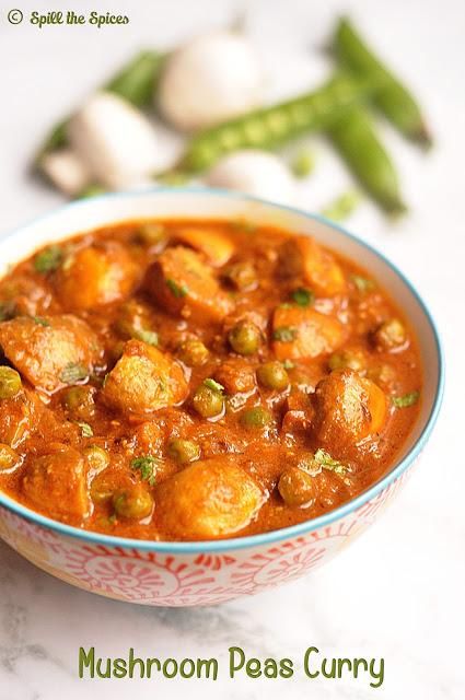 Mushroom Peas Curry | Dhingri Matar - Paperblog Jeera Rice, Tomato Gravy, Button Mushroom, Vegetable Puree, Coriander Powder, Green Peas, Fennel Seeds, Chilli Powder, Garam Masala