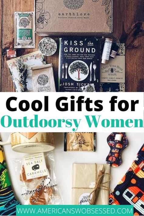 Do you have someone who is difficult to buy for? This holiday gift guide has tons of gift ideas for the Outdoorsy Women on your list! We've scoured the web to help you find the perfect outdoorsy gifts for campers, hikers, National Park Lovers, coffee lovers, and more! #outdoorgifts #giftsforher #travelgifts Outdoorsy gifts for campers Gifts For Aquaintences, Nature Lover Gift Ideas, Gift Ideas For Hikers, Gifts For The Outdoor Woman, Camping Themed Gifts, Outdoorsy Gift Basket, Gifts For Granola Friends, Gifts For Adventurers Women, Gift Ideas For Nature Lovers