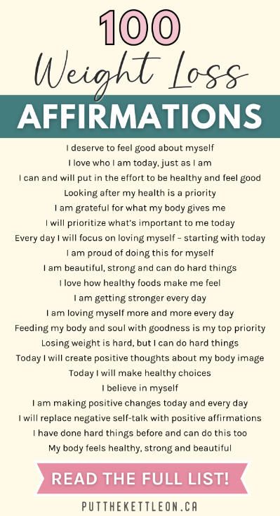 Check out this positive list of 100 weight loss affirmations to give you motivation. Use these powerful affirmations daily as a mantra or to help with manifesting your end goal on this health and wellness journey. Here's to being your best self! Tea Burn, Health Affirmations, Increased Energy, Lost 50 Pounds, Lose Lower Belly Fat, Losing Weight Motivation, 50 Pounds, Fitness Motivation Quotes, Lose 50 Pounds