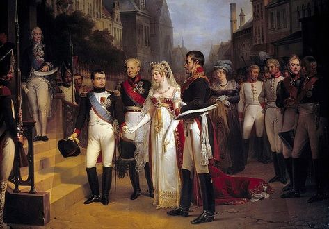 The Treaties of Tilsit were two peace treaties signed in July 1807 by Emperor Napoleon I of France (r. 1804-1814; 1815) and the monarchs of Russia and Prussia in the aftermath of the Battle of Friedland. The treaties ended the War of the Fourth Coalition, solidified French control of Central Europe... Napoleon Russia, Apa Style, Napoleon Bonaparte, Form Of Government, Napoleonic Wars, A4 Poster, World History, The Queen, Photographic Prints