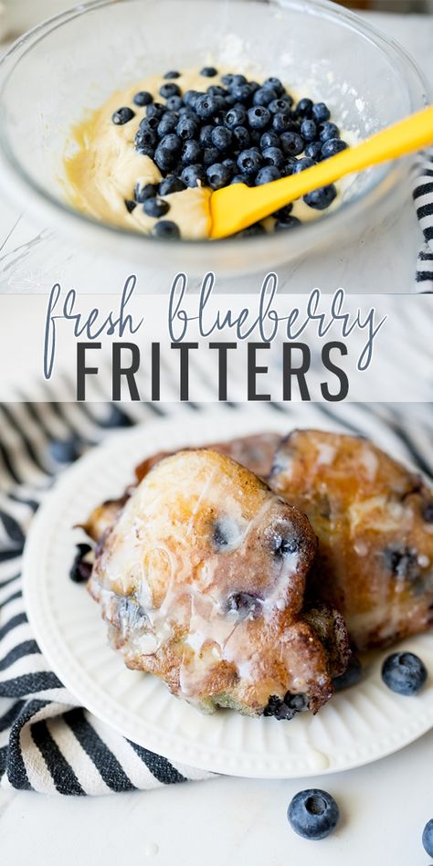 Fresh Blueberry Breakfast Recipes, Flourless Blueberry Breakfast Cookies, Portable Brunch Ideas, Breakfast Recipes With Blueberries, Frozen Blueberry Breakfast Recipes, Blueberry Greek Yogurt Fritters, Ways To Use Blueberries, Blueberry Fritter Bites, Recipes For Frozen Blueberries