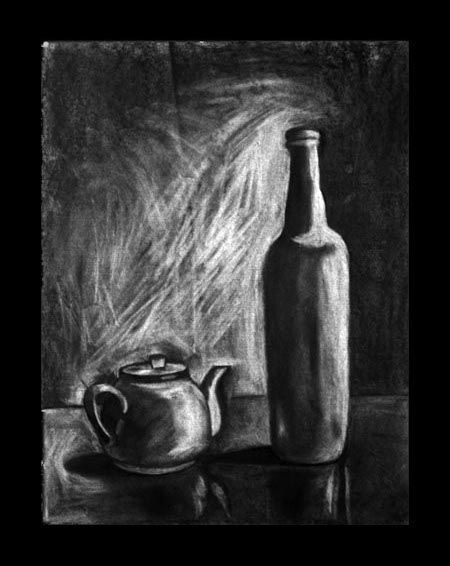 Charcoal Still-life Subtractive Drawing Charcoal, Charcole Art Ideas Easy, Charcoal Cityscape, Charcole Art Ideas, Carbon Drawings, Subtractive Drawing, Charcoal Still Life, Analytical Drawing, Charcoal Ideas