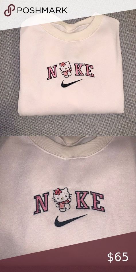 Hello Kitty Nike, Hello Kitty Hoodie, Hello Kitty Sweatshirt, Vintage Nike Sweatshirt, Kitty Clothes, Hello Kitty Clothes, Cute Nike Outfits, Hello Kitty Aesthetic, Nike Crewneck