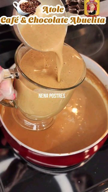 Atole Recipe Mexican, Abuelita Chocolate, Atole Recipe, Chocolate Abuelita, Churros Recipe, Mexican Coffee, Drink Recipes Nonalcoholic, Coffee Chocolate, Coffee Dessert