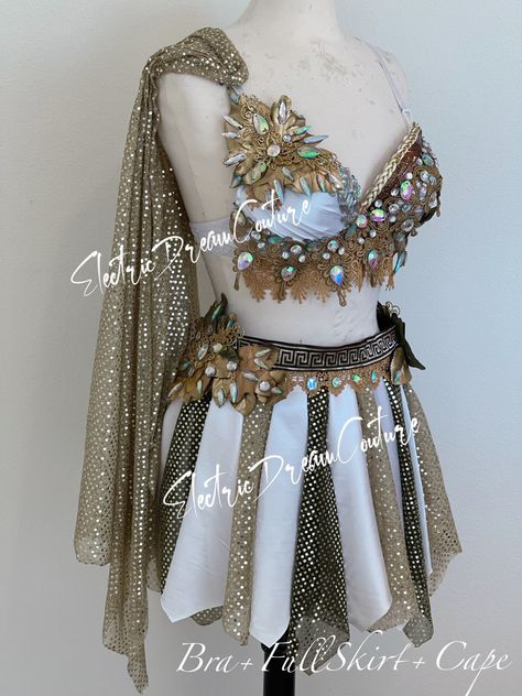 Greek Goddess Outfit, Persephone Costume, Goddess Outfit, Costume Noir, Edc Outfits, Belly Dance Outfit, Outfit Matching, Outfit Halloween, Rave Bra